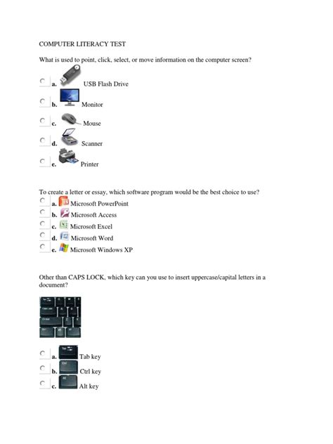 Computer Literacy Exam .